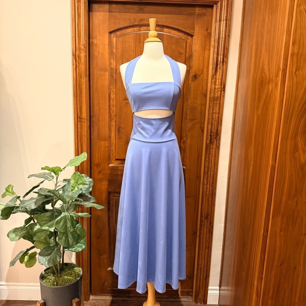 💋Reformation Sonali knit Blue Midi Dress size Medium - Picture 5 of 12